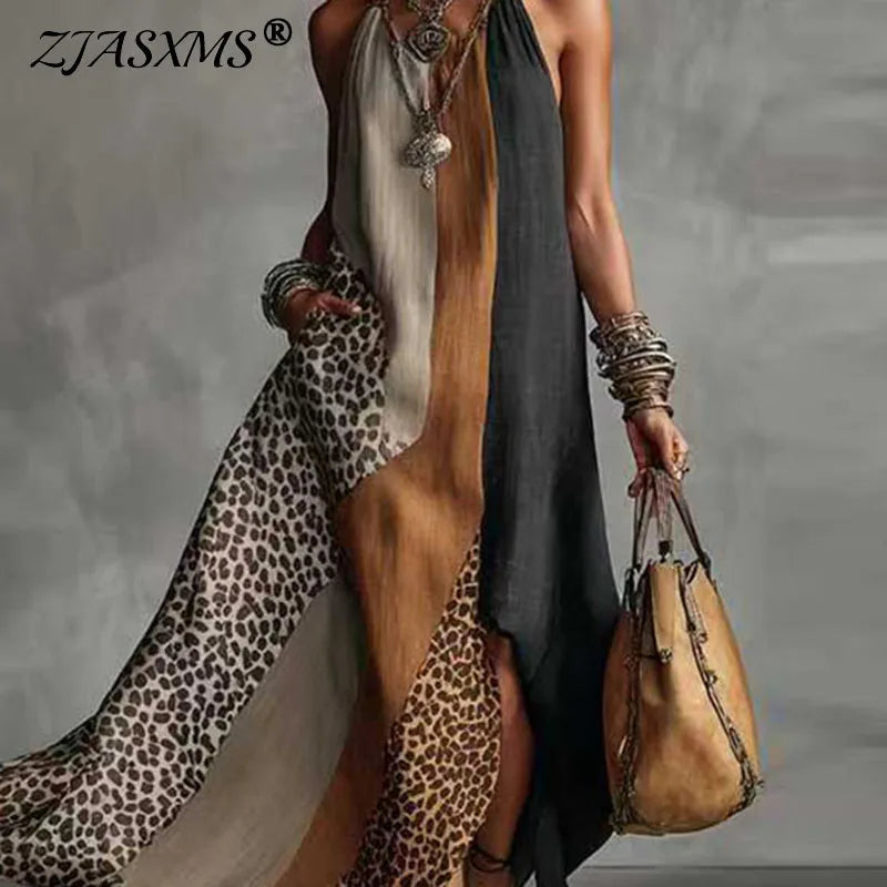 Elegant Collection | Women's Maxi Dress with Split Hem & Halter Neck | Stylish Summer Dress for Parties 1