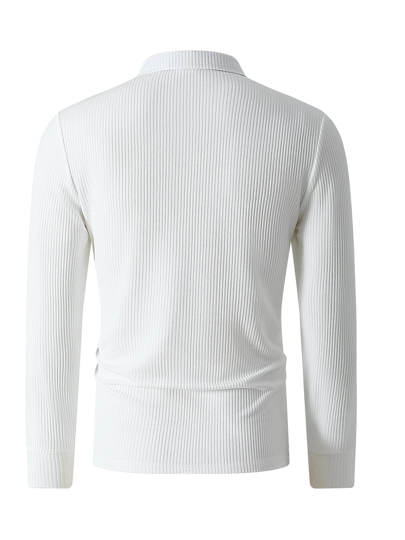 Elegant Cotton Casual Mens Long Sleeve Polo Shirt with Striped Design 1