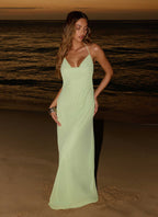 Elegant Cowl Maxi Dress for Women with Detachable Beaded Straps | Flowy Evening Wear for Sophisticated Style 0