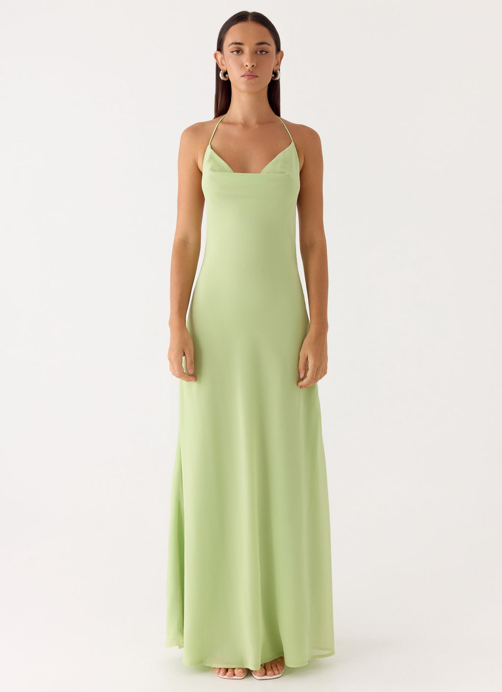 Elegant Cowl Maxi Dress for Women with Detachable Beaded Straps | Flowy Evening Wear for Sophisticated Style 2