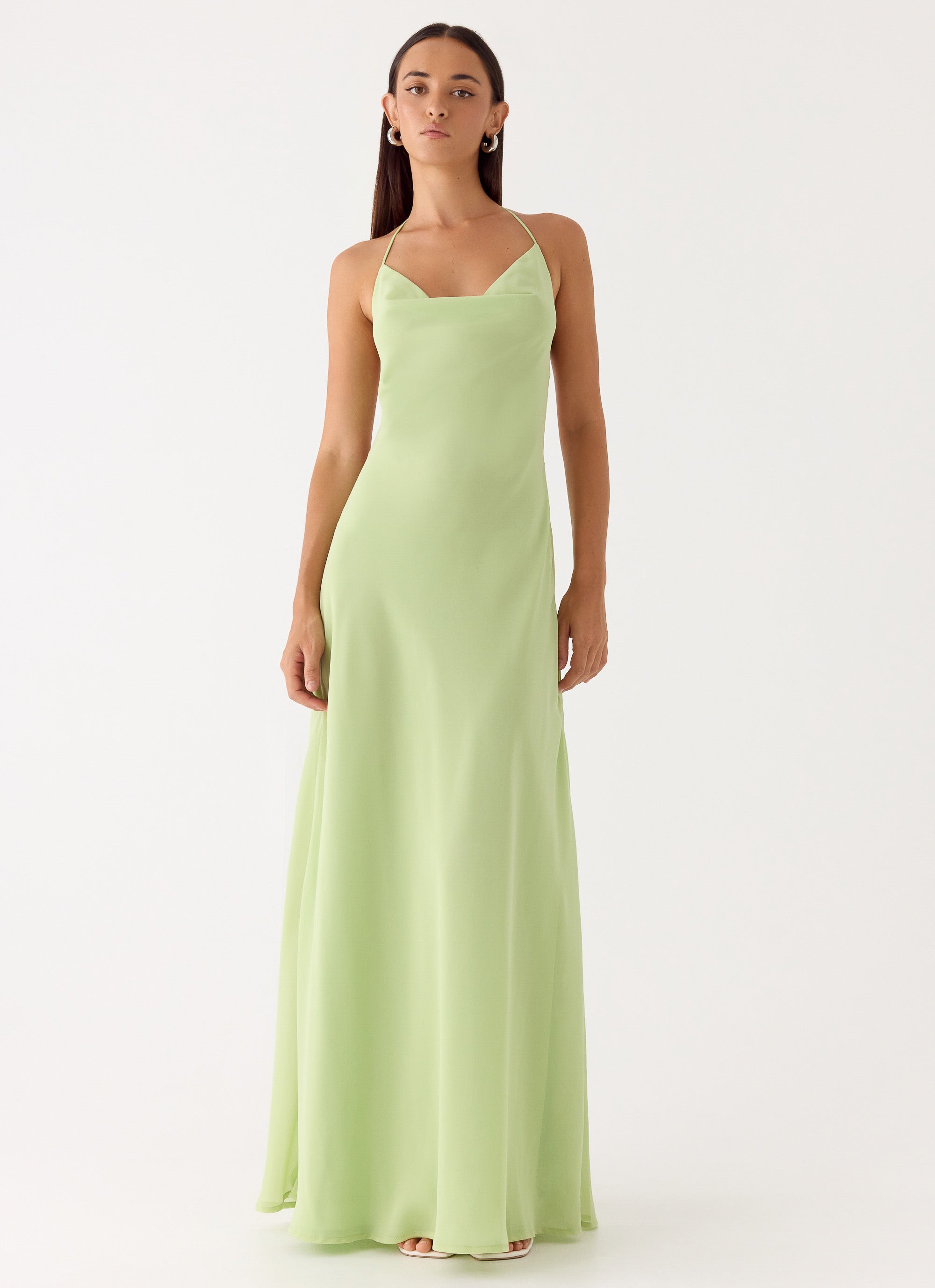 Elegant Cowl Maxi Dress for Women with Detachable Beaded Straps | Flowy Evening Wear for Sophisticated Style 5