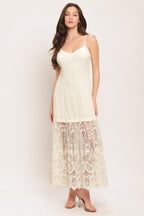 Elegant Lace White Midi Dress with Cami Bodice 2