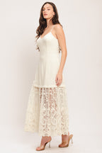 Elegant Lace White Midi Dress with Cami Bodice 5