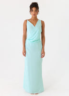 Elegant Maxi Dress | Chiffon Fabric with Draped Neckline for Effortless Style 0