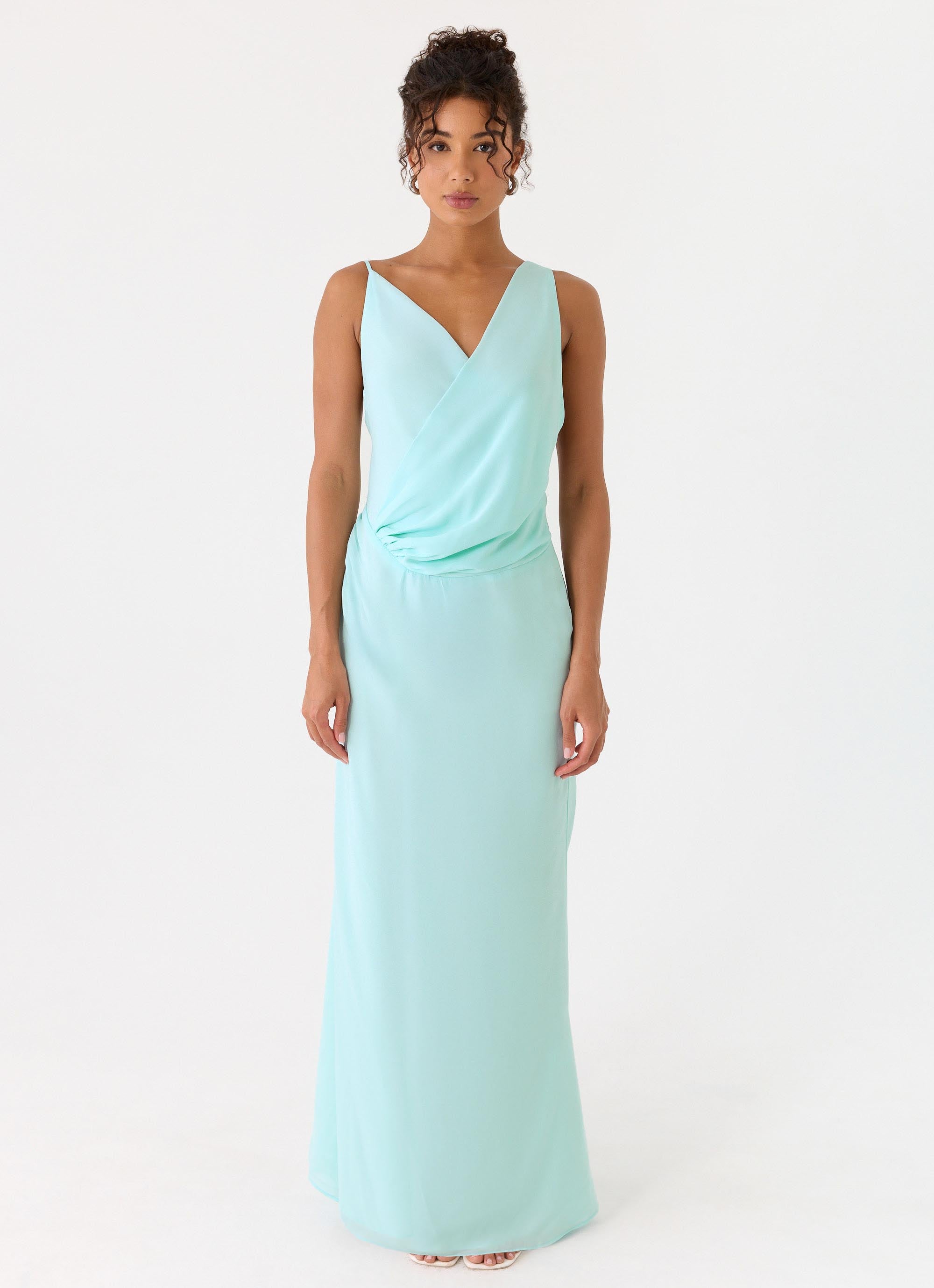 Elegant Maxi Dress | Chiffon Fabric with Draped Neckline for Effortless Style 0