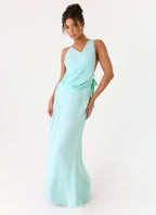 Elegant Maxi Dress | Chiffon Fabric with Draped Neckline for Effortless Style 4