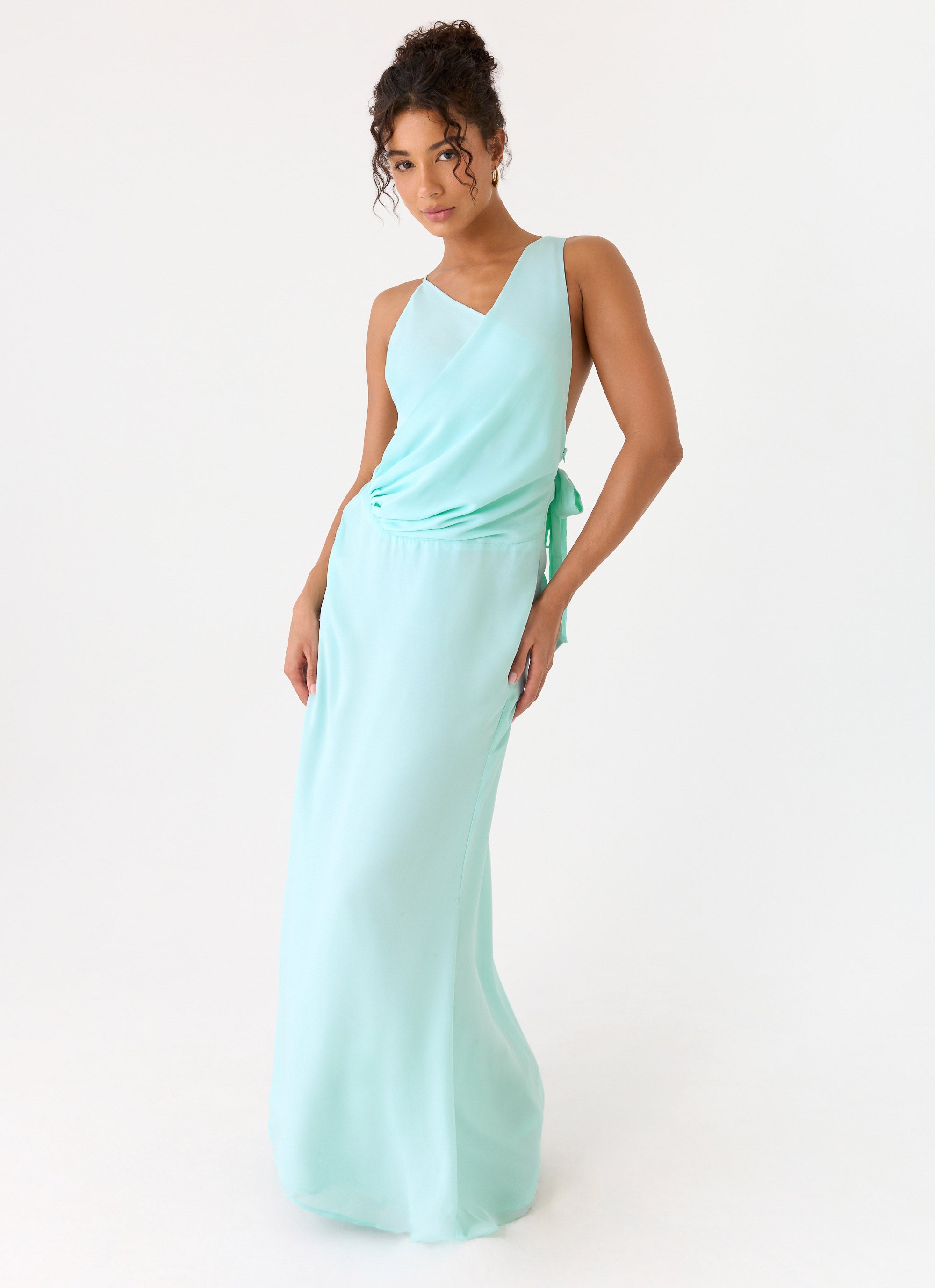 Elegant Maxi Dress | Chiffon Fabric with Draped Neckline for Effortless Style 4
