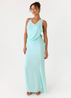 Elegant Maxi Dress | Chiffon Fabric with Draped Neckline for Effortless Style 5