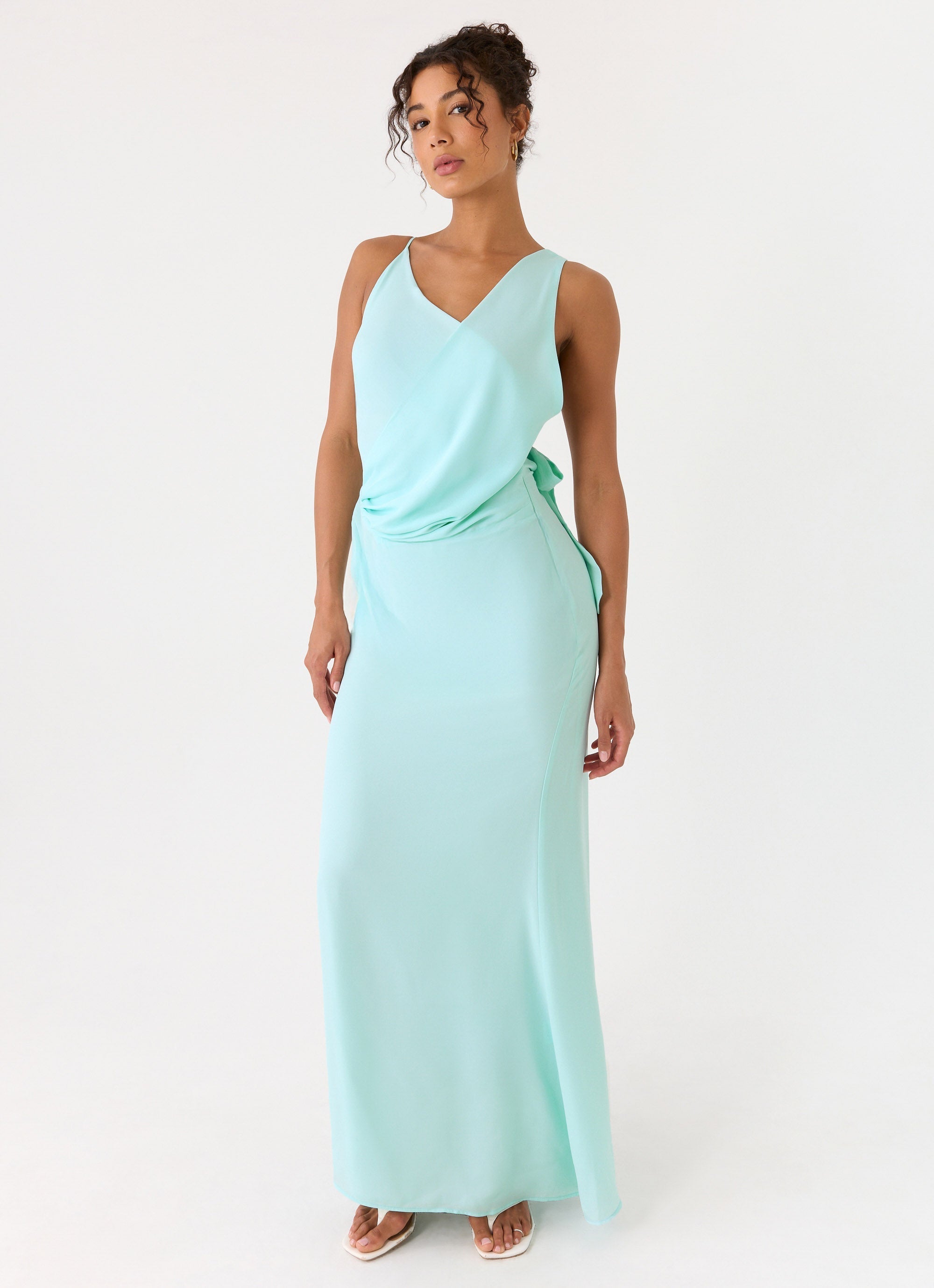 Elegant Maxi Dress | Chiffon Fabric with Draped Neckline for Effortless Style 5