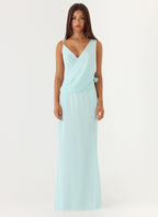 Elegant Maxi Dress | Chiffon Fabric with Draped Neckline for Effortless Style 6