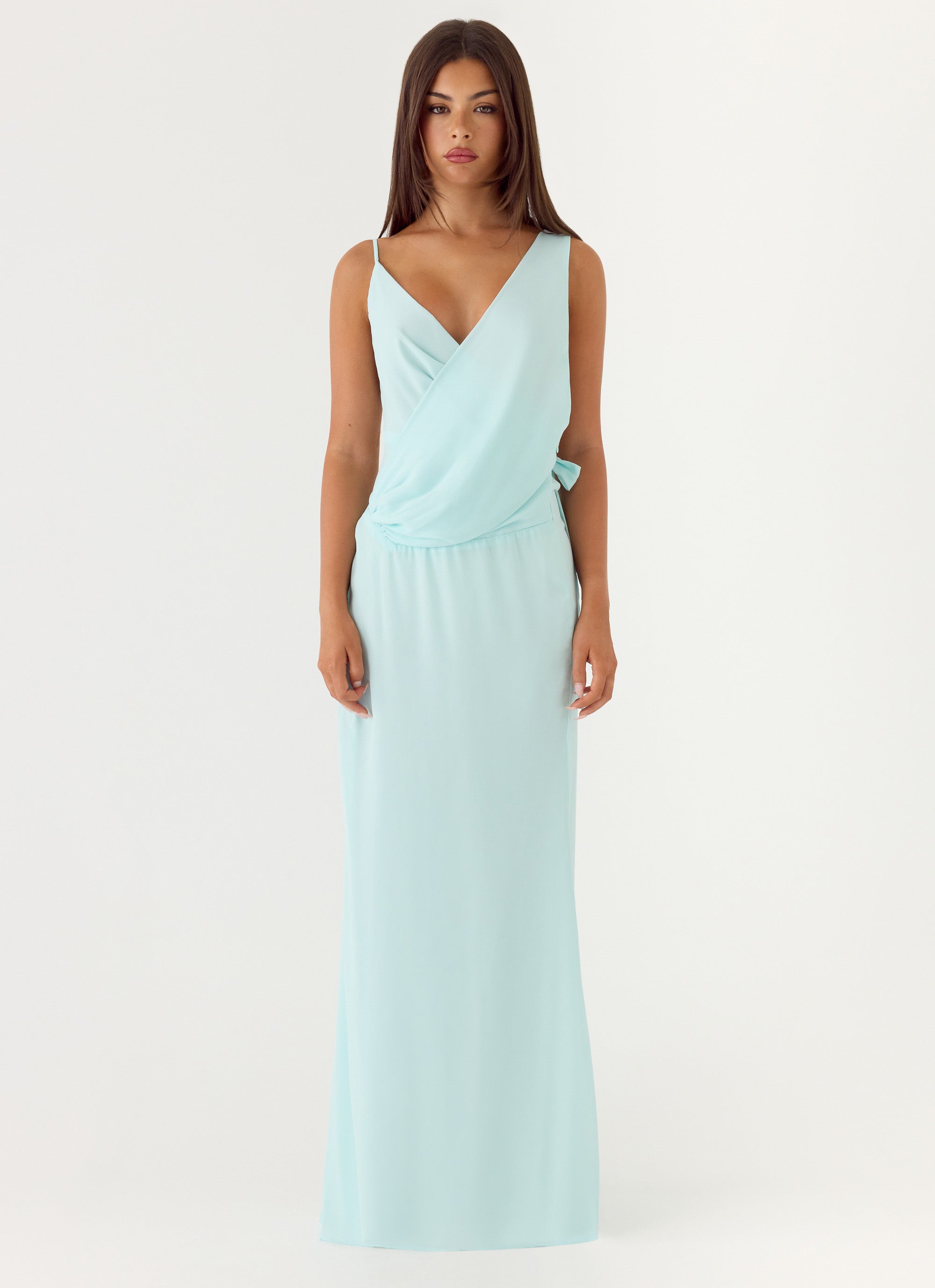 Elegant Maxi Dress | Chiffon Fabric with Draped Neckline for Effortless Style 6