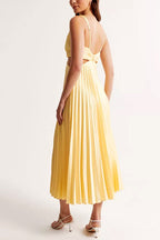 Elegant Pleated Maxi Dress for Women – Flowing A-Line Formal & Casual Long Dress 1