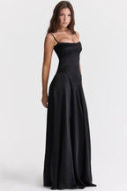 Elegant Satin Maxi Dress White Long Dress with Lace-Up Back for Timeless Sophistication 6