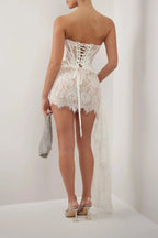 Elegant White Lace Mini Dress with Corset 3