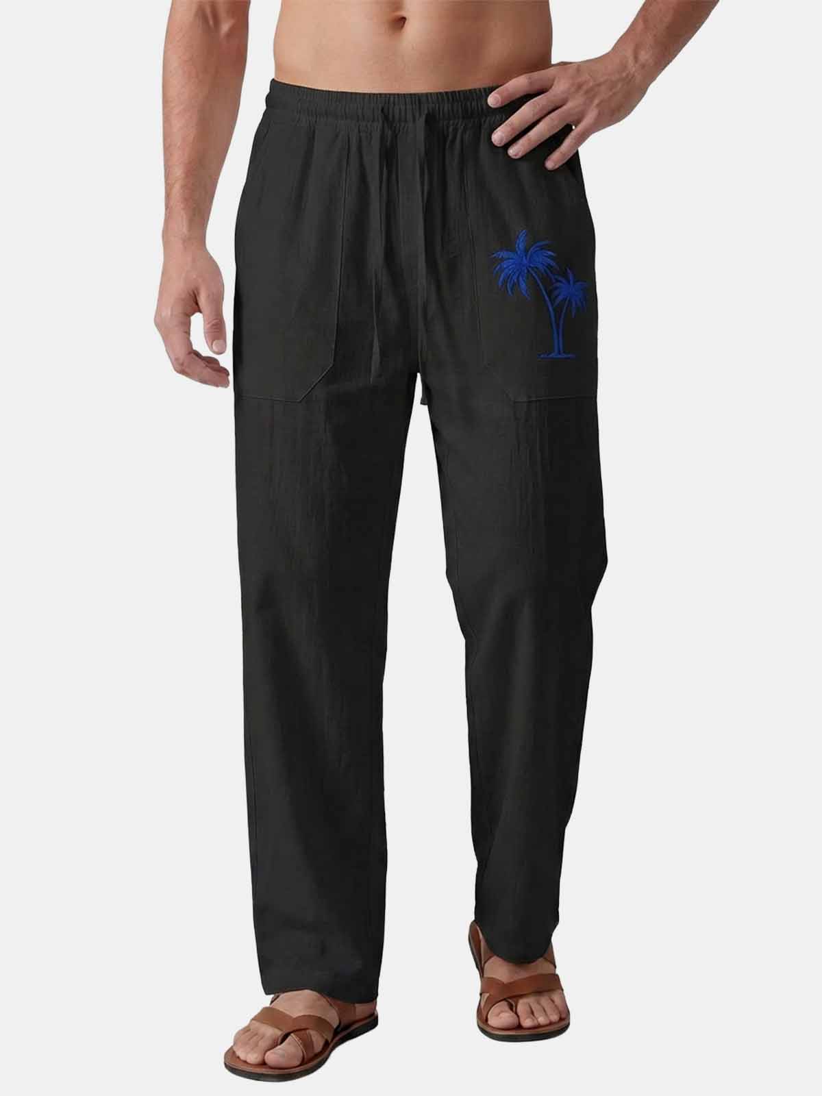Ethan | Relaxed Breathable Palm-Print Linen Pants 2