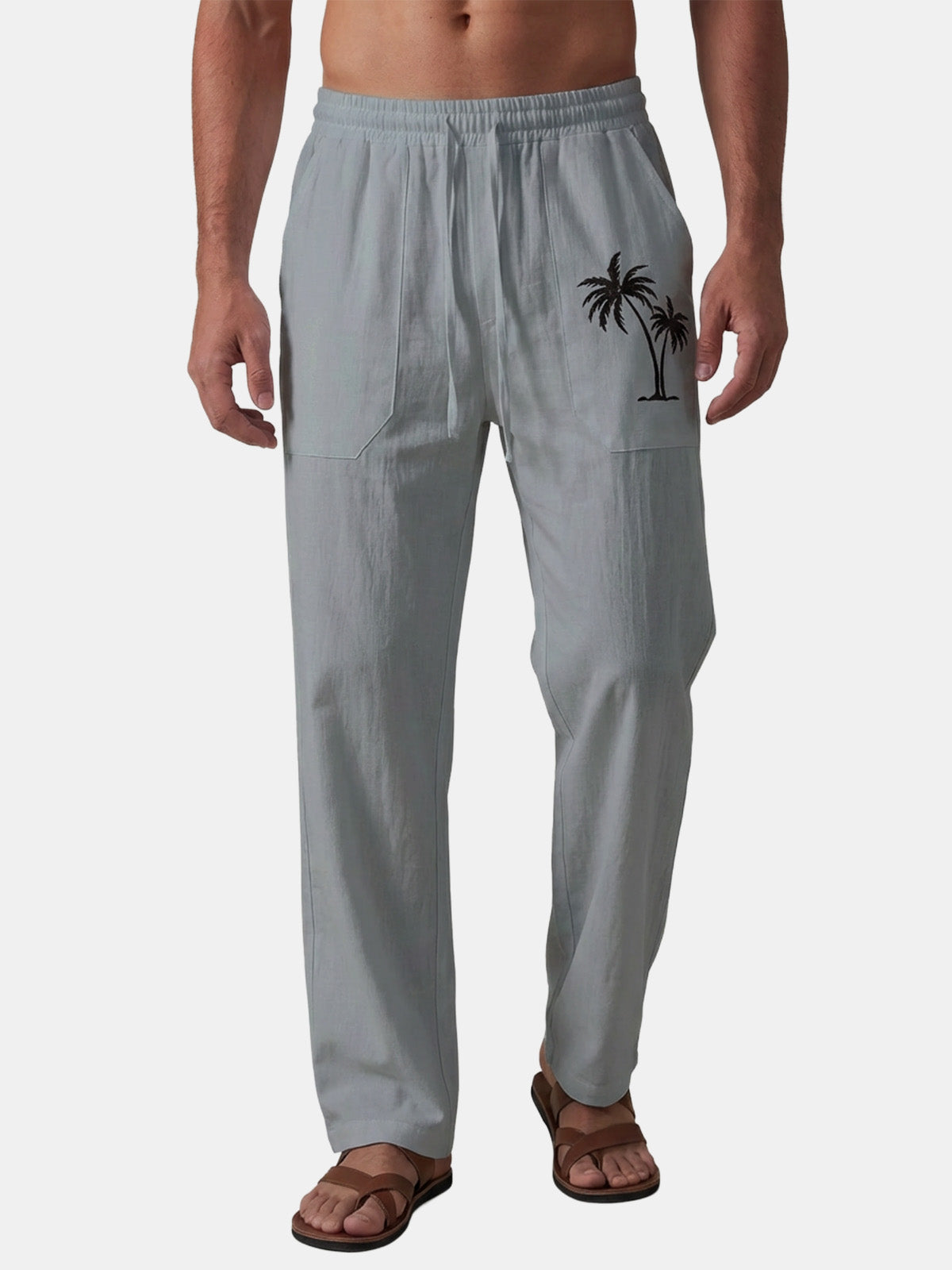 Ethan | Relaxed Breathable Palm-Print Linen Pants 3