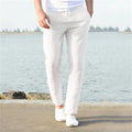 Men's Light Linen Drawstring Trousers Relaxed Fit Elasticated Waist Holiday & Casual Wear 0