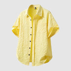 Men’s Textured Floral Cotton-Linen Shirt – Short Sleeve Summer Essential 3