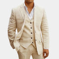 Men’s Three-Piece Summer Suit Set – Lightweight Tailored Blazer, Waistcoat & Trousers for Weddings and Beach Events 0