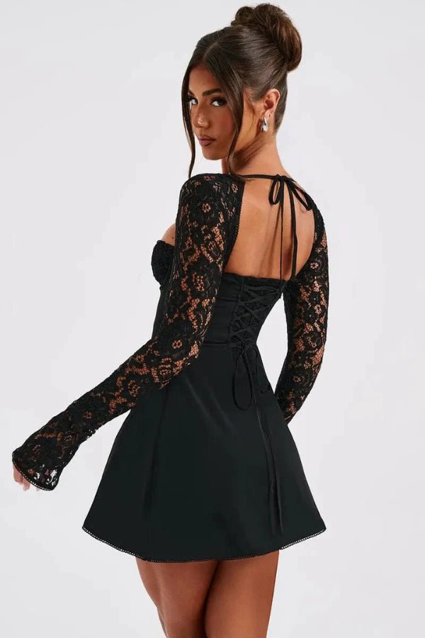Romantic Flared Sleeve Lace Mini Dress 2
