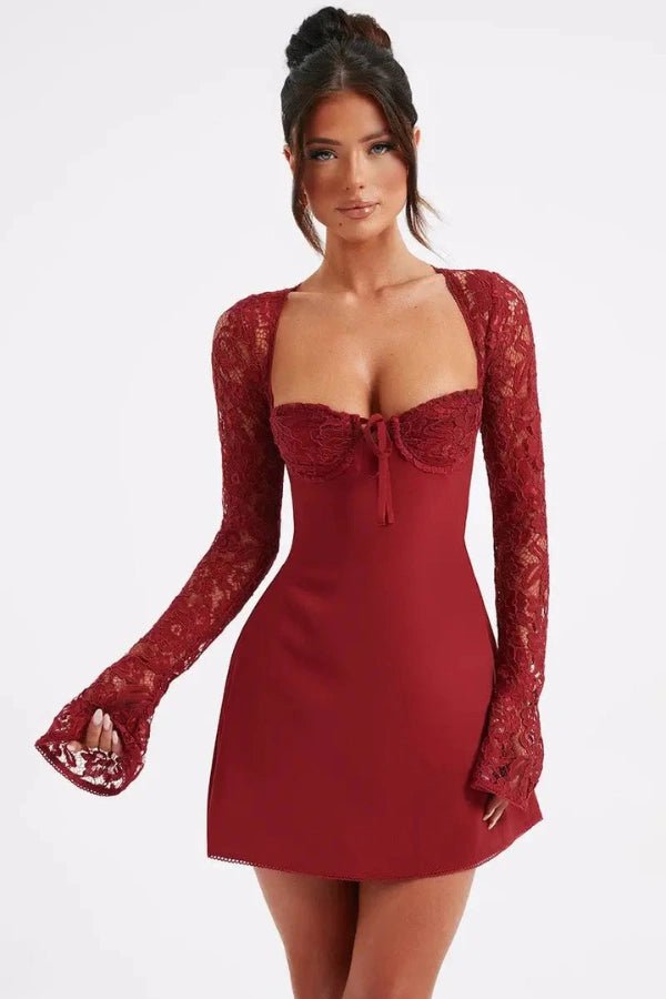 Romantic Flared Sleeve Lace Mini Dress 8