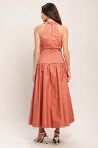 Sunset Muse | Women's Dress with Halter Neck & Flowing Skirt | Chic Summer Style for Wedding Guests 1