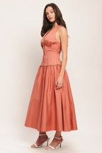 Sunset Muse | Women's Dress with Halter Neck & Flowing Skirt | Chic Summer Style for Wedding Guests 2