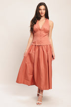 Sunset Muse | Women's Dress with Halter Neck & Flowing Skirt | Chic Summer Style for Wedding Guests 3
