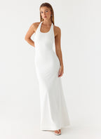 White Maxi Dress with Bodycon Fit & Racer Back 0