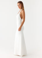 White Maxi Dress with Bodycon Fit & Racer Back 1