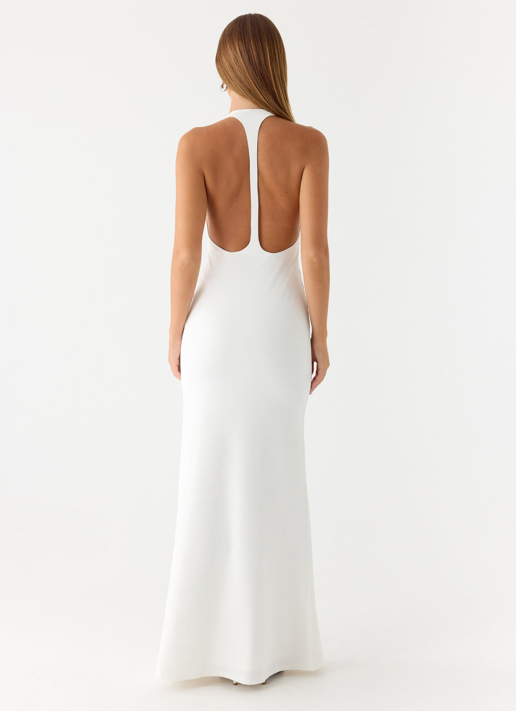 White Maxi Dress with Bodycon Fit & Racer Back 2