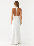White Maxi Dress with Bodycon Fit & Racer Back 2