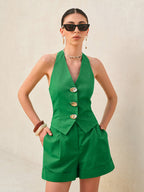 Women’s Linen Blend Sleeveless Top — Cotton Linen Viscose Regular Fit Metal Detail Pocket Casual Work Vacation Blouse 0
