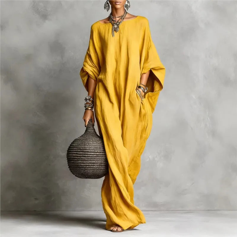 Women’s Spring Summer Long Sleeve Maxi Dress – Casual Loose Fit Round Neck Big Hem Holiday Party Dress 2