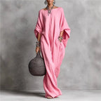 Women’s Spring Summer Long Sleeve Maxi Dress – Casual Loose Fit Round Neck Big Hem Holiday Party Dress 3