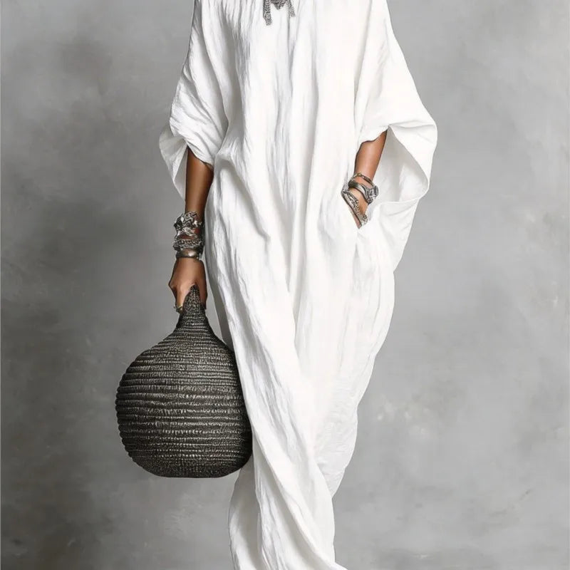 Women’s Spring Summer Long Sleeve Maxi Dress – Casual Loose Fit Round Neck Big Hem Holiday Party Dress 4