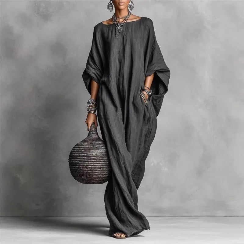 Women’s Spring Summer Long Sleeve Maxi Dress – Casual Loose Fit Round Neck Big Hem Holiday Party Dress 5