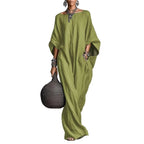 Women’s Spring Summer Long Sleeve Maxi Dress – Casual Loose Fit Round Neck Big Hem Holiday Party Dress 6