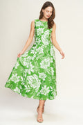 Women's Woven Midi Dress with Circle Skirt 0