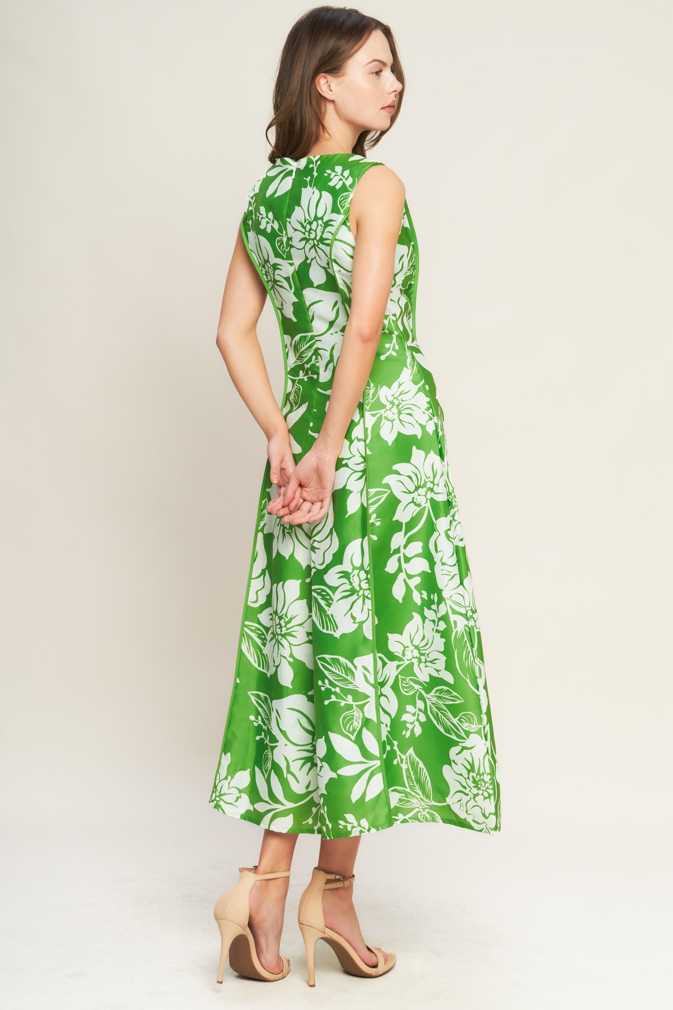 Women's Woven Midi Dress with Circle Skirt 1