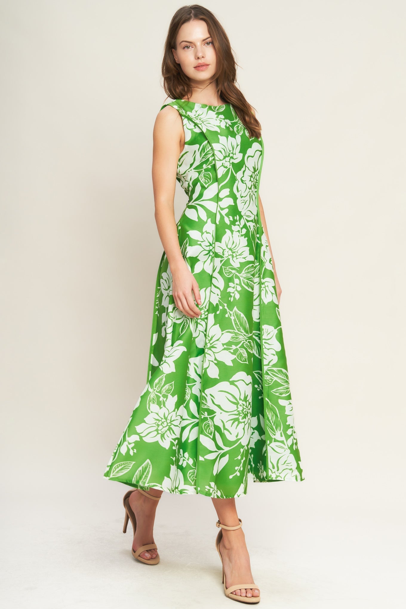 Women's Woven Midi Dress with Circle Skirt 3